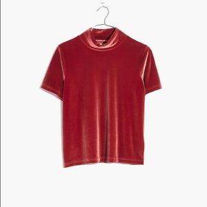 Madewell Velvet Mockneck Tee sz S- burnished rust